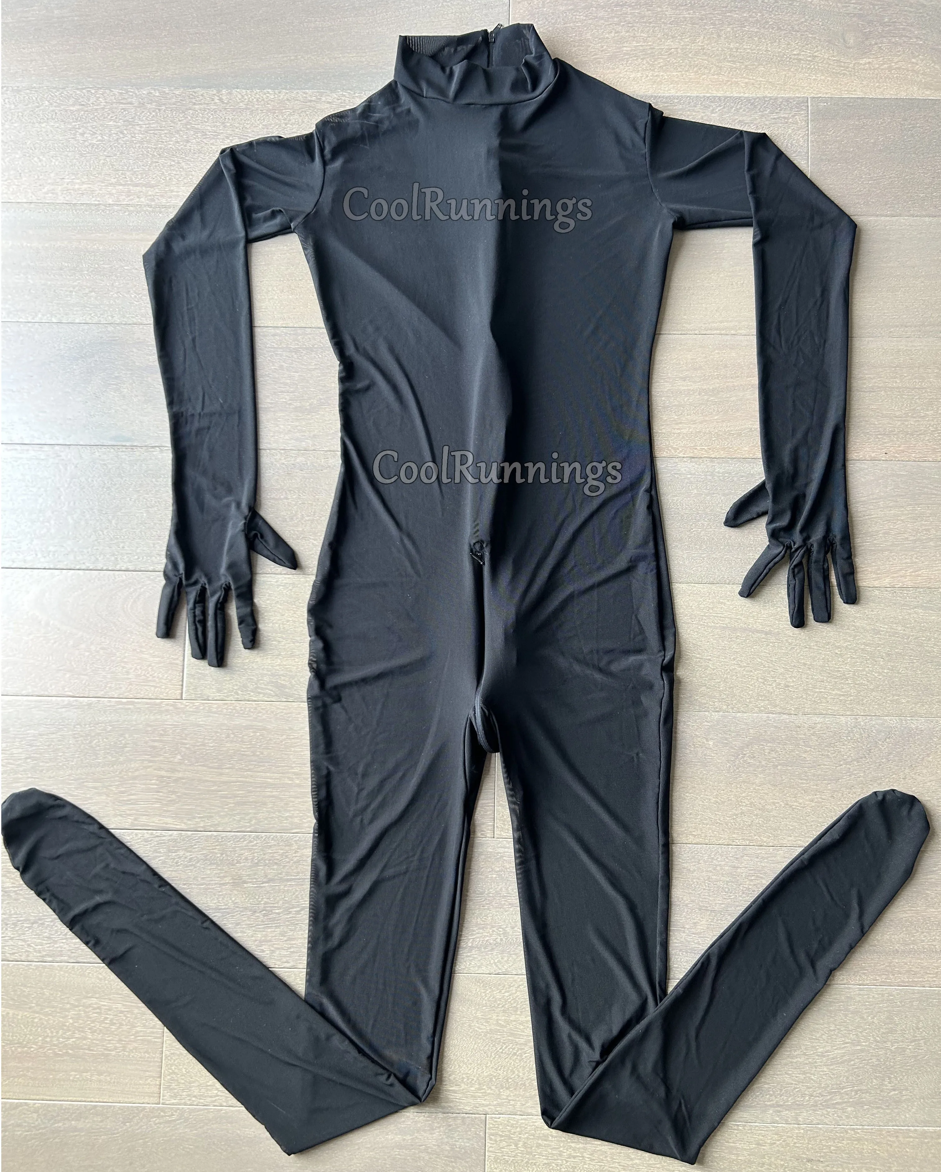 Headless Transparent See Through Black/White/Flesh Silk Spandex Zentai Costume Jumpsuit Bodysuit With Female/Male Crotch Zipper