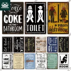 Putuo Decor toilette Retro targhe in latta targa da bagno Vintage piastre in metallo Wall Art poster decorazione per wc dipinti in ferro