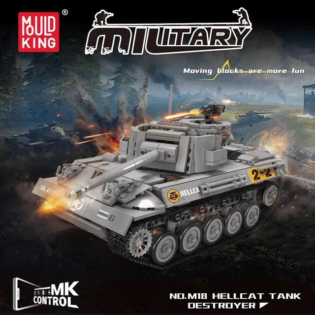 Mould King 20032 Military Tank Building Block Remote Control M18 Hellcat Tank Model Assembly Technical Tank Brick Toys Kids Gift