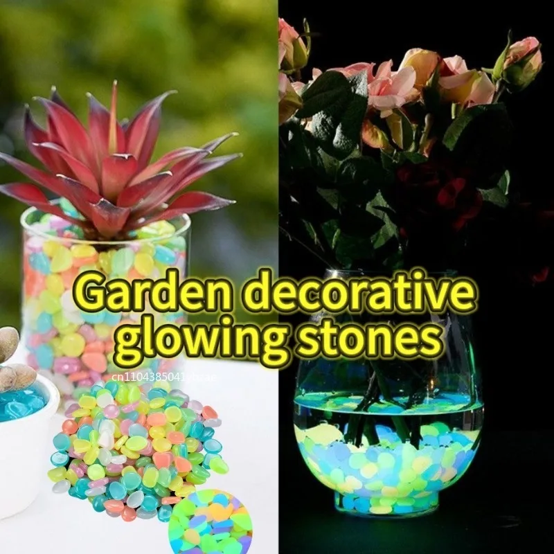 100-1000PCS Luminous Stone Garden Fish Tank Landscape Glow-in-the-dark Stone Decoration Artificial Fluorescent Color Goose Stone