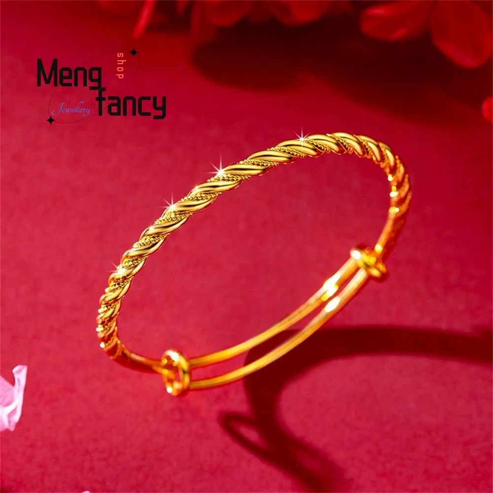 

Vietnam Placer Gold Twisted Bracelet Charms Fashion Couple Designer Bangle Jewelry Luxury Elegant Women Souvenir Holiday Gifts