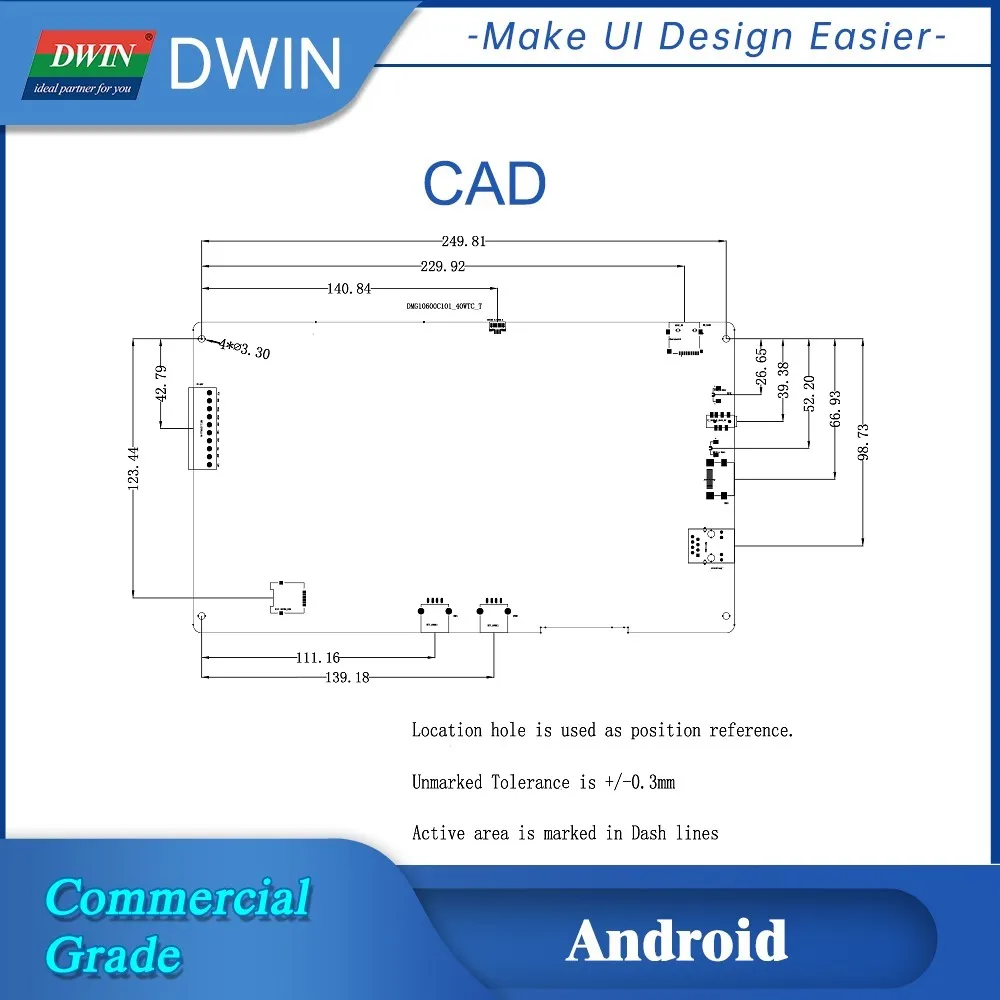 DWIN 10.1 Inch 1024*600 Pixels Android Intelligent Display Commercial Grade Wide Viewing Angle Capacitive IPS TFT LCD Module