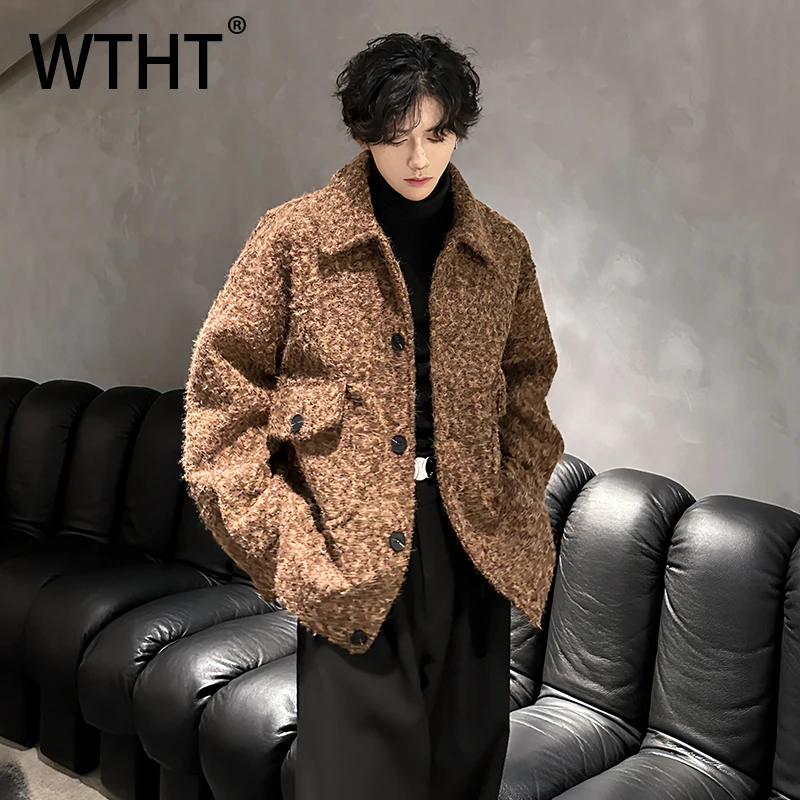 

WTHT модные мужские однотонные дизайнерские пальто со сращенными карманами, модные осенние куртки с лацканами и длинными рукавами 202, повседневные мужские куртки 2A2162