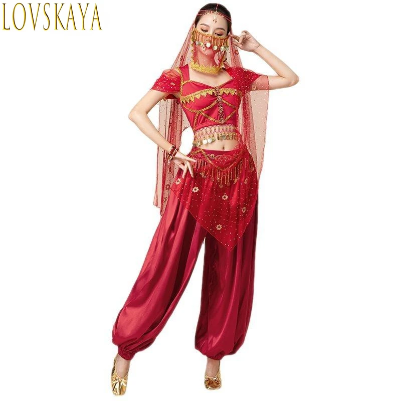 Arab Princess Belly Dance Adult Women's Sexy Belly Dance Clothing Set Practice Training Set Women's Oriental Indian Dance Set