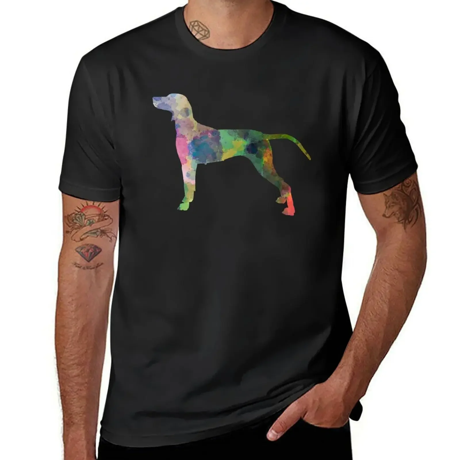 

Weimaraner in watercolor T-Shirt aesthetic clothes shirts graphic boys whites rapper graphic tees Men's cotton t-shirt