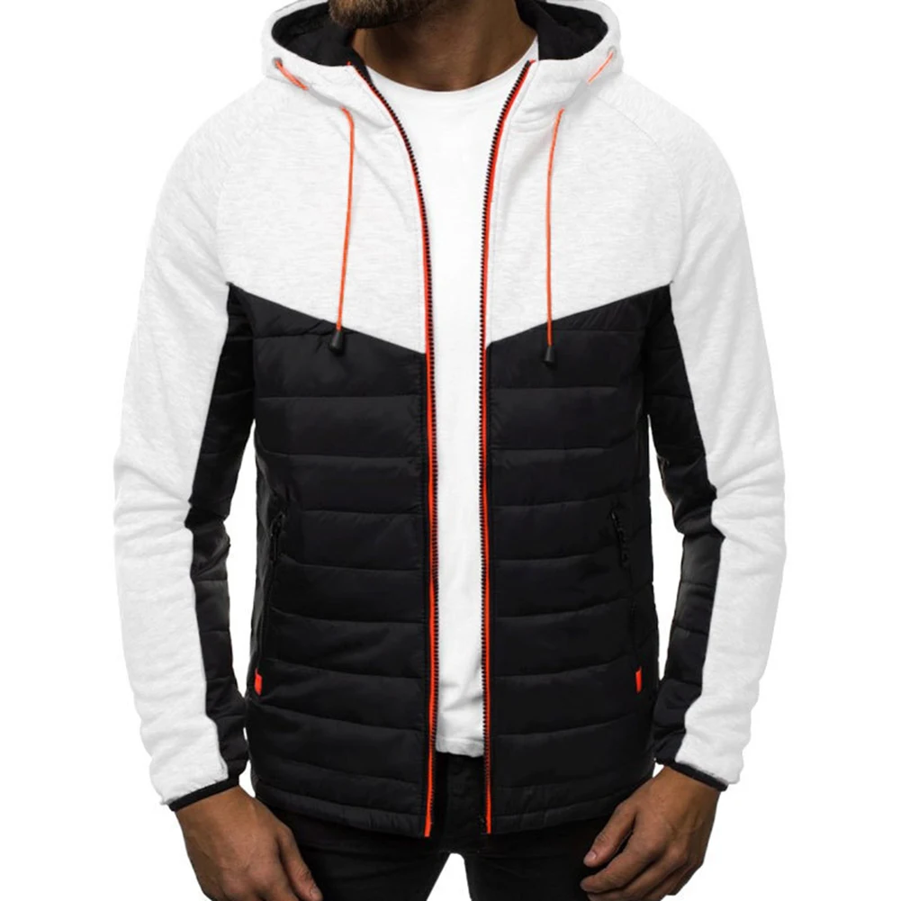 Patchwork Hoodie Long Sleeve Jacket Daily Casual Outing White Men's Lightweight Casual Jacket Casual Fashion Style