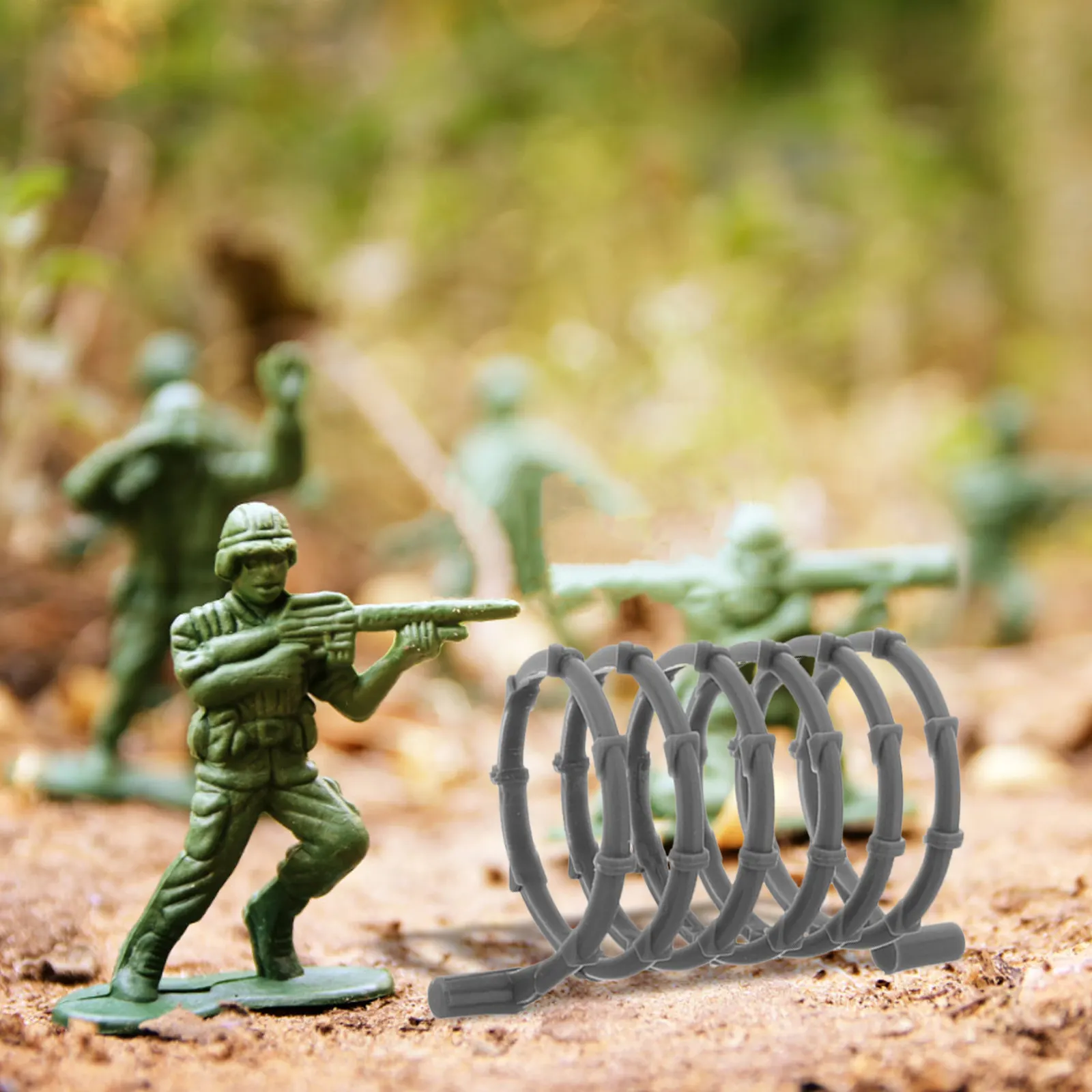 

8Pcs Spring Wire Guard Fence Set Military Style for Army Scene Decorations Safety Control DIY Construction Playset Accessories