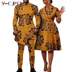Costume africain pour hommes, veste à simple boutonnage, costume assorti pour Couple, tenues Bazin Riche Dashiki, robes imprimées, manteaux Trench Y23C007