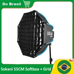 Sokani-Softbox octagonal plegable, montaje Bowens para Sokani X100 X60 Mini COLBOR CL60 Aputure 60X-S 200X-S, 55cm