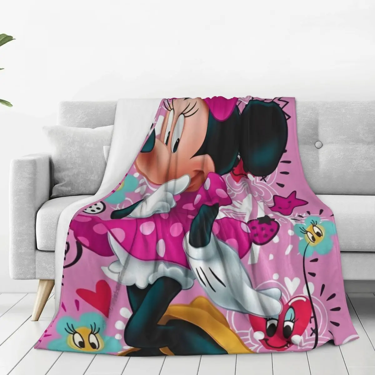 Animated Movie Mickey, Minnie Blanket Soft Warm Comfortable Plush Throw Blanket For Outdoor Picnic Flannel Bedspread Bed Cover