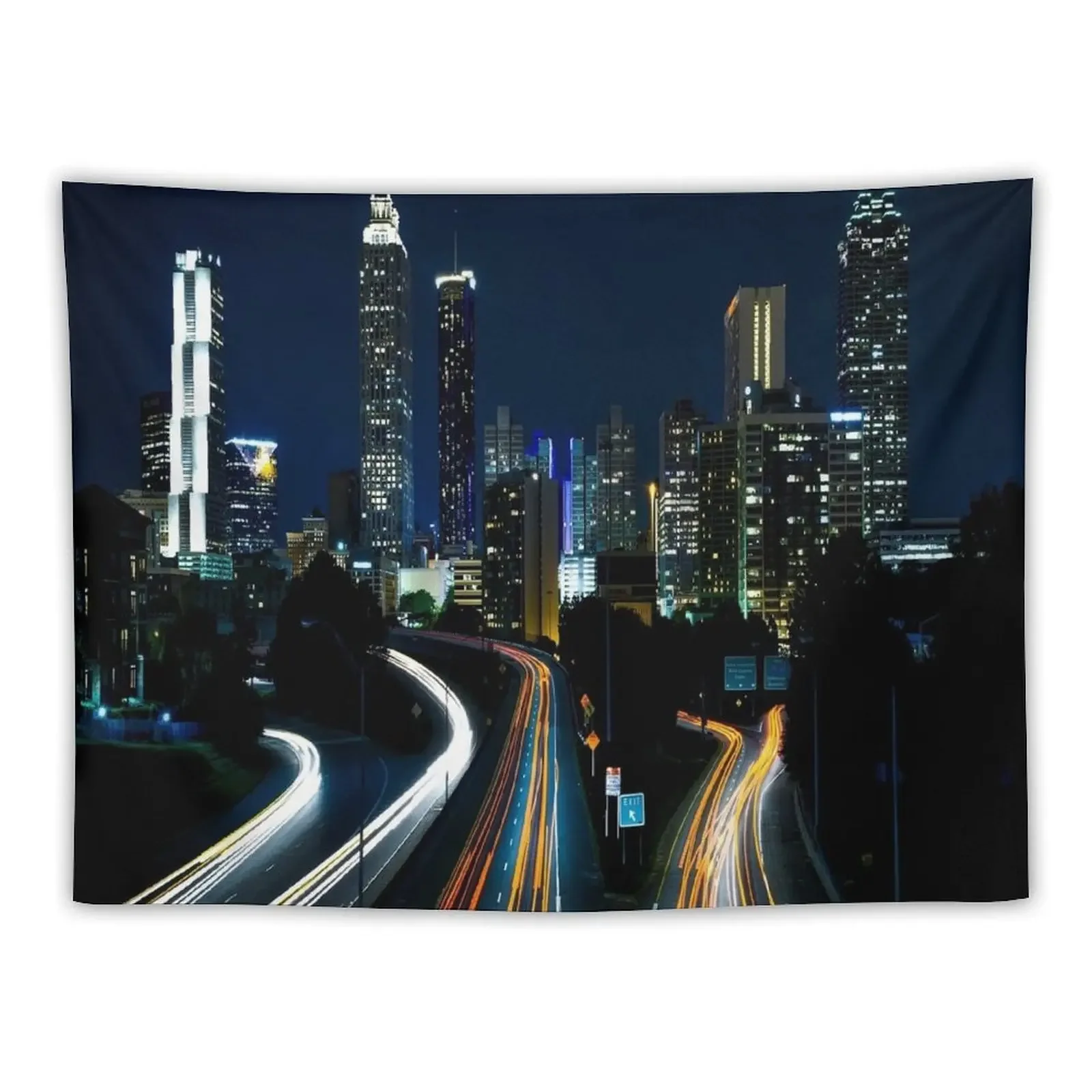 

Downtown Atlanta At Night Tapestry Japanese Room Decor Wallpaper Tapestry