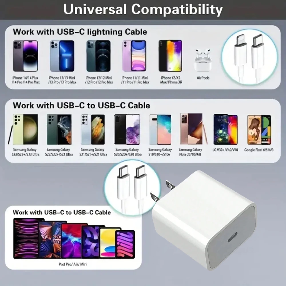 1 قطعة PD 20 واط USB C شاحن سريع آيفون 16 15 14 13 12 برو ماكس زائد سامسونج الجدار مهايئ شاحن شاحن الهاتف