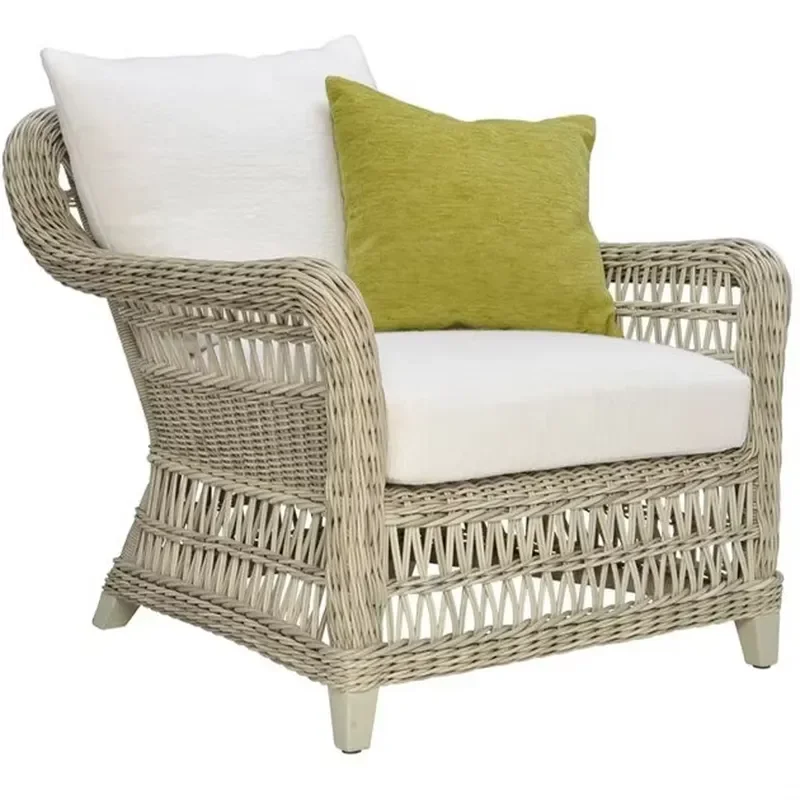 Outdoor rattan rope sofa set with rattan and metal frame - garden and balcony leisure furniture