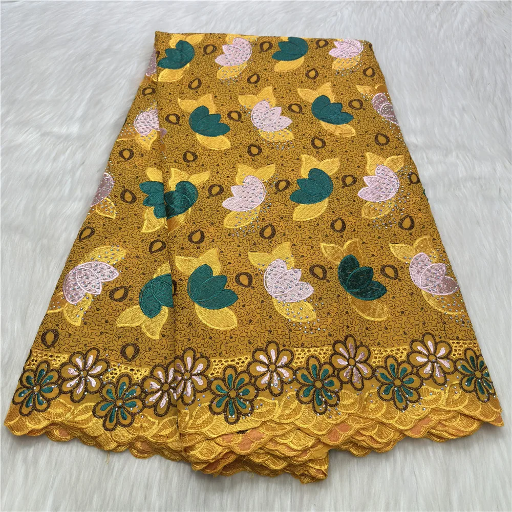 5 Yards Swiss Voile Lace Fabric Luxury African 100% Cotton Embroidery Lace Fabric for Dubai Style Party Material 23A154