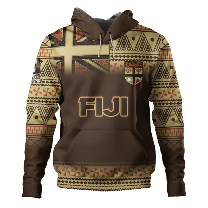 Men's hooded sweatshirt, Fiji independent 3D printed street clothing, Polynesian style, fashionable, 1970