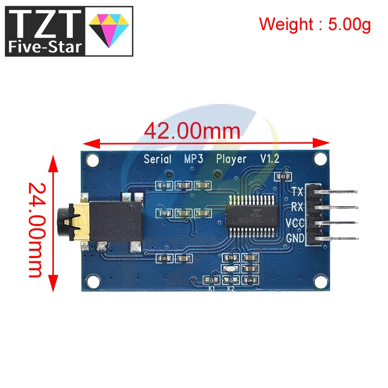 TZT YX6300 YX5300 UART Control Serial Module MP3 Music Player Module For Arduino/AVR/ARM/PIC CF