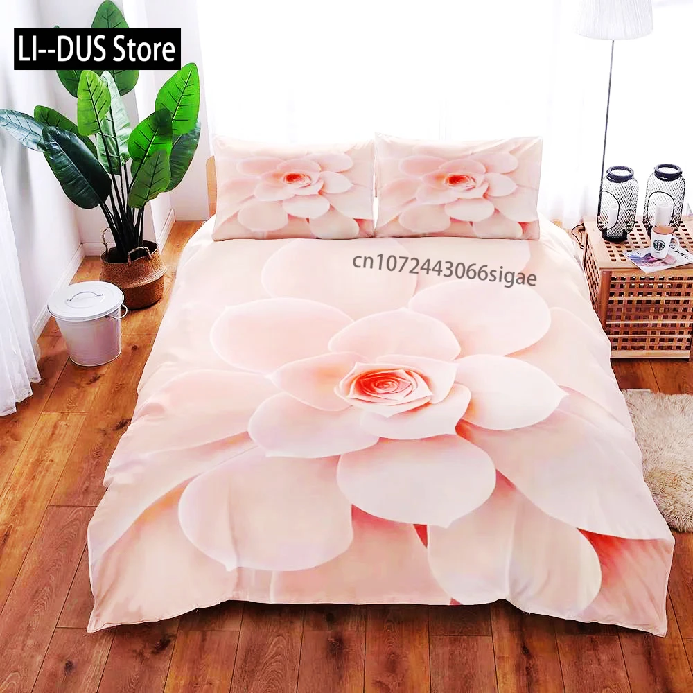 

Pink Small Bonsai Style Bedding Set Digital Art Succulent 3D Duvet Cover Set King Queen Double Full Twin Single Size For Bedroom