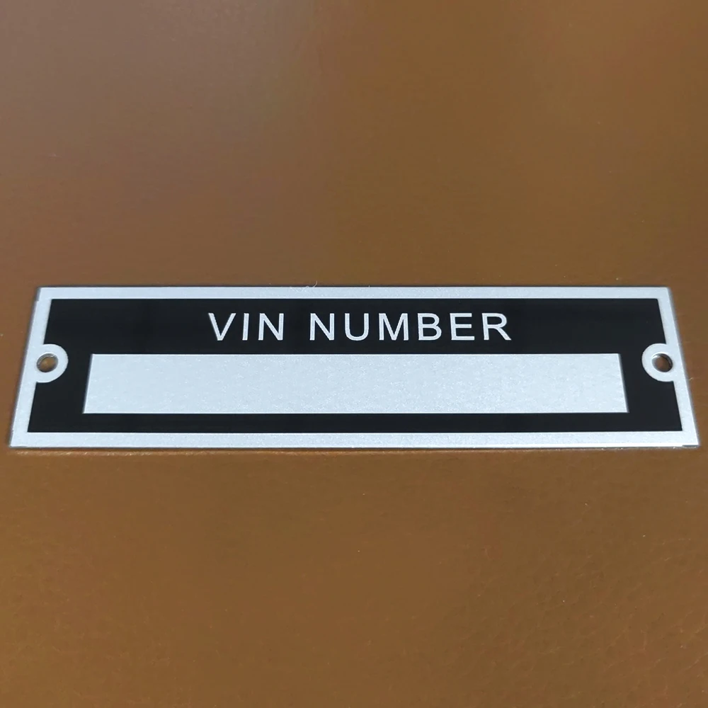 95 X 25mm Aluminum ID Tag VIN Serial Plate Vehicle Identification Number Motorbike Caravan RV Camper Parts