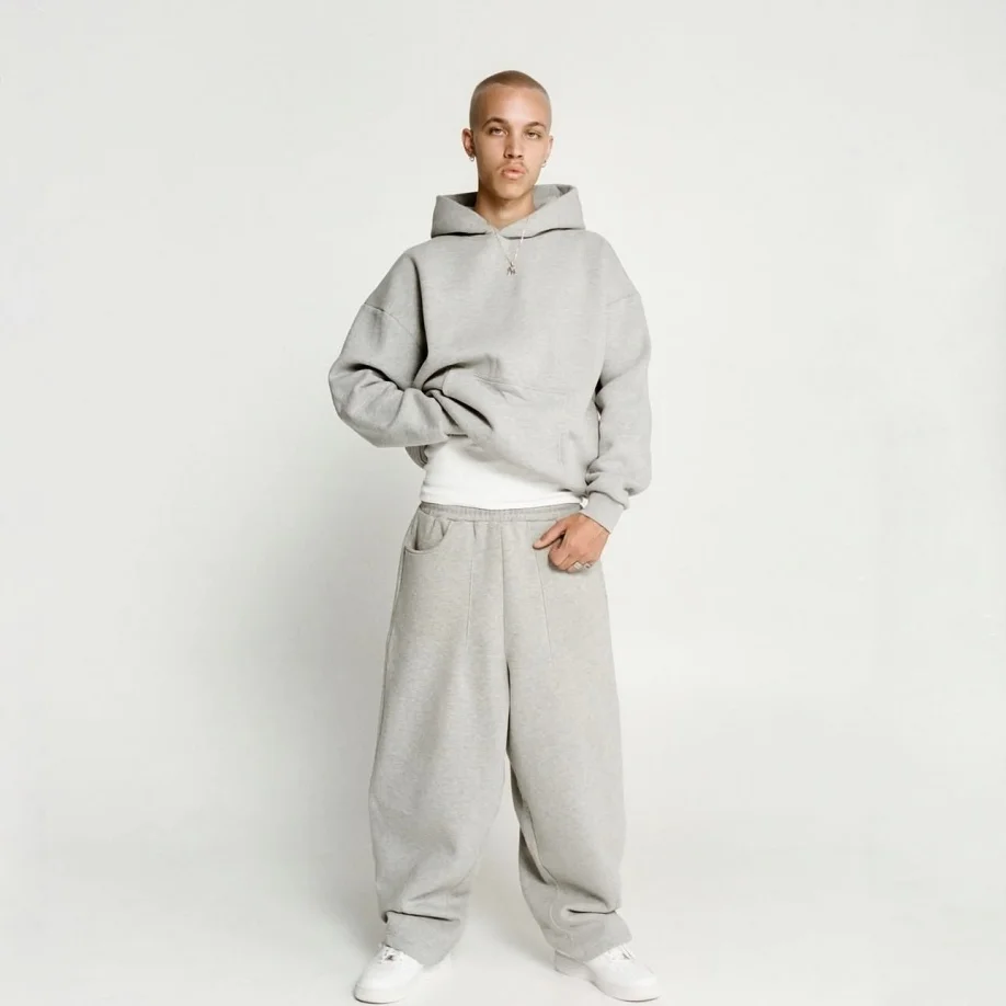 

Удобный комплект из толстовки с капюшоном и брюк с модными принтом букв High Street Casual Sle Хлопковый комплект с капюшоном Long Sve