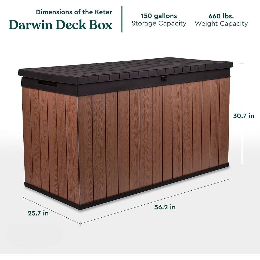 Resin Large Deck Box with Double Wall, 20mm Panels, Paintable and Dustproof, Organization and Storage, 150 Gallon