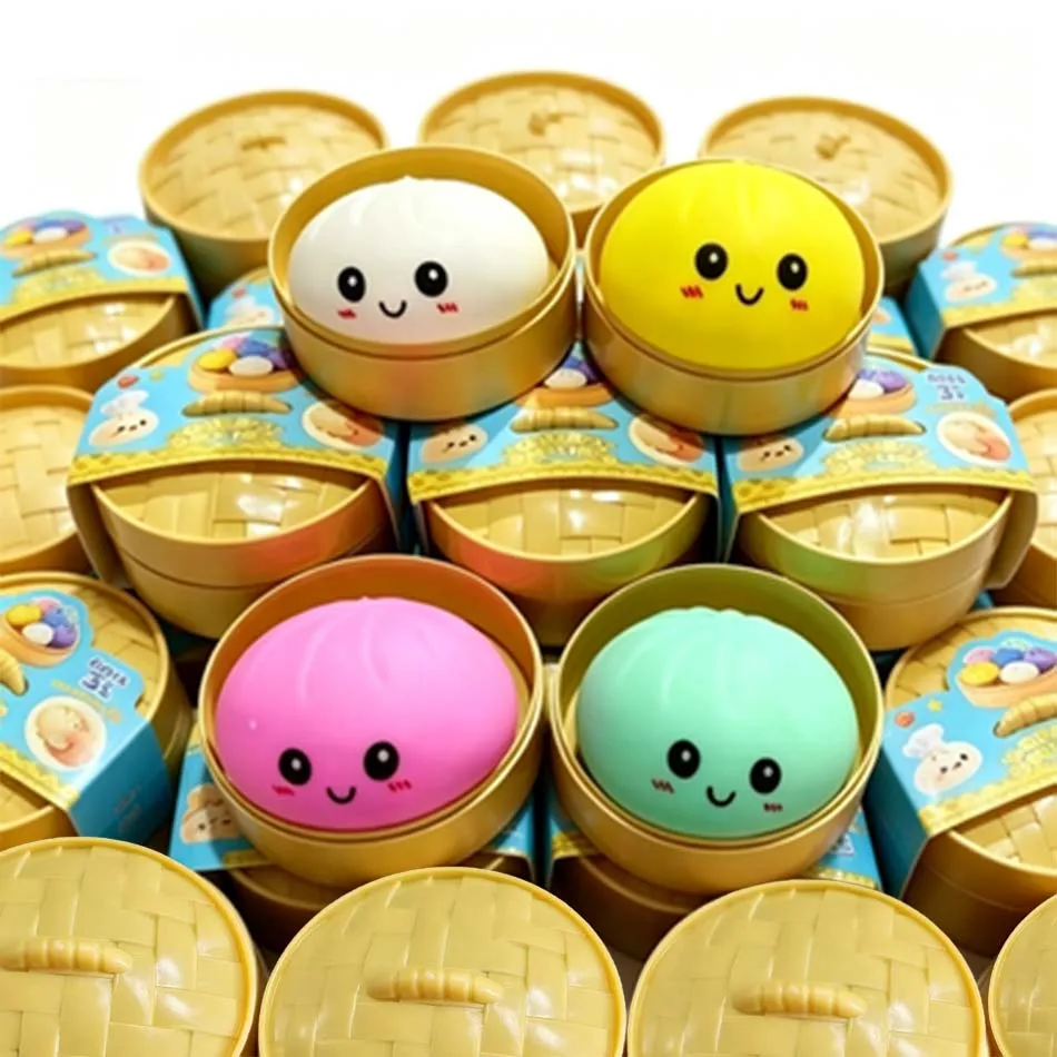 1-4 piezas de juguetes simulados de dumplings, blandos, coloridos, con purpurina, antiestrés, para aliviar el estrés en adultos, juguete para aliviar el estrés