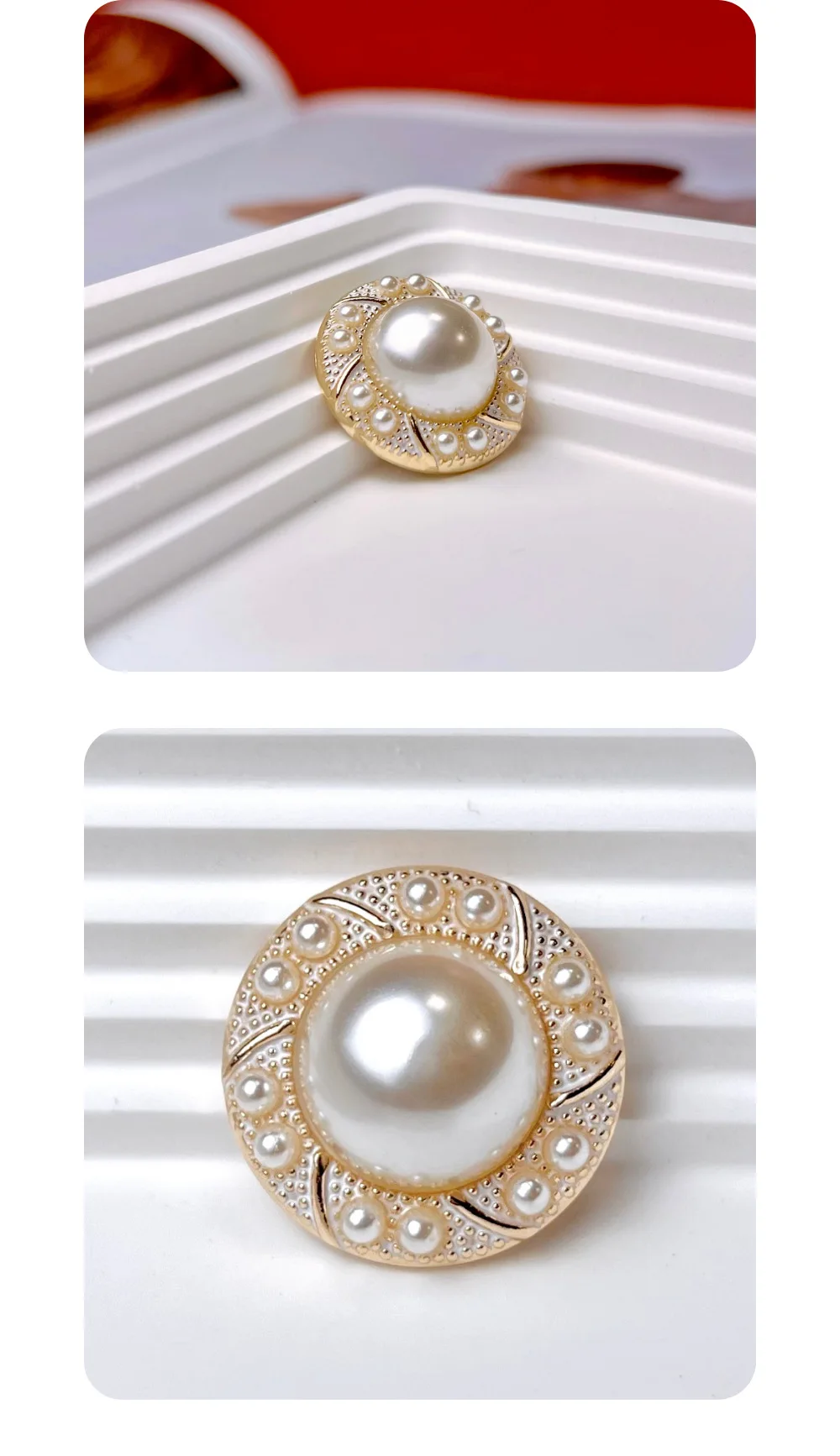 10 Stück Metallknöpfe zum Nähen, modische Kleidung, DIY-Handwerk, Pullover, eingelegte Perle, dekorative Rundheit, hochwertiges Knopfzubehör – Detail 6