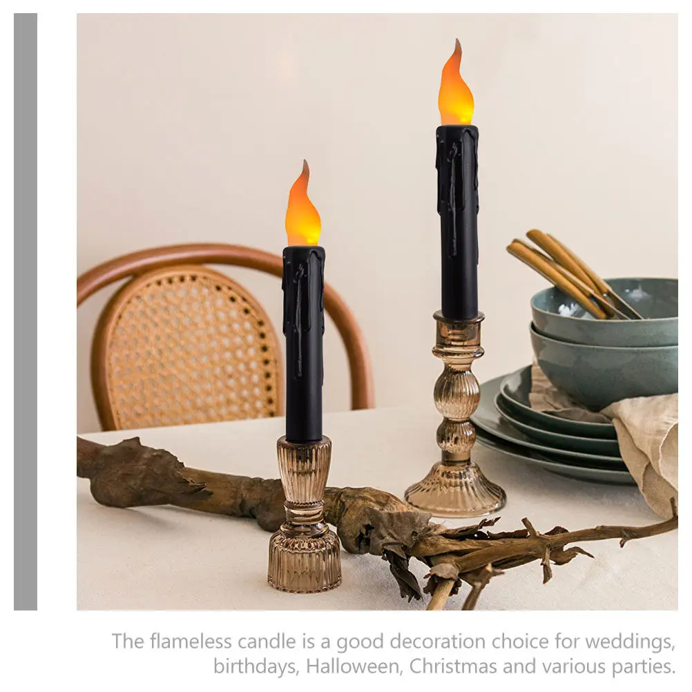 6Pcs LED Electronic Candles Flameless Taper Candles Electric Candlesticks for Xmas Halloween Wedding Birthday Party Romantic