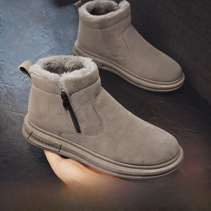 

Men's Winter Boots Thiened Fce High Top Anti-slip Wear-resistant Snow Boots Fur Leather Inteated Warm Cotton oes