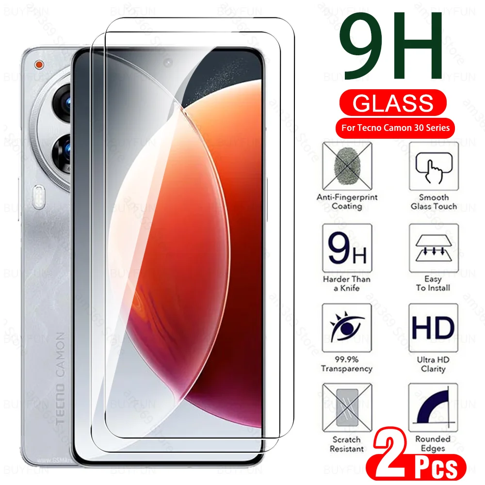 2Pcs 9H Glass For Tecno Camon 30 Premier Tempered Glass Phone Screen Protector On Camon30 Pro 30Premier 30Pro 5G TecnoCamon30 4G