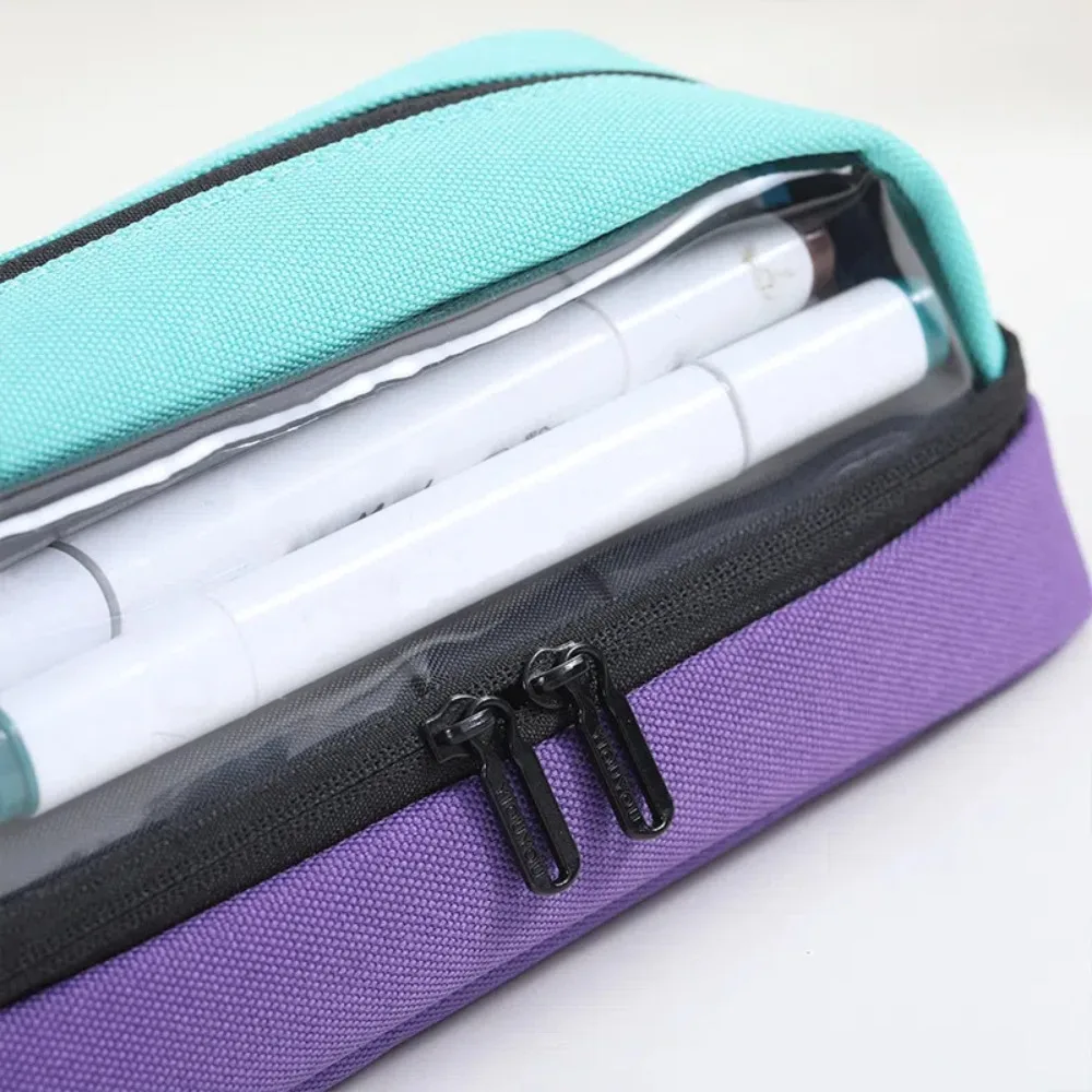 

Personality Canvas Stationery Bag Multi Layer Students Pen Pouch School Supplies Large Capacity Makeup Storage Bag Signature