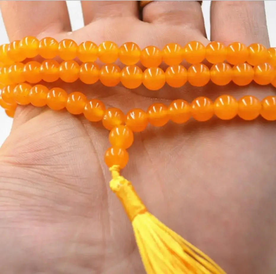 Fashion jewelry HOT 6mm Tibetan Buddhism 108 Brazil Topaz gem stone jade Prayer Bead Mala Necklace AA