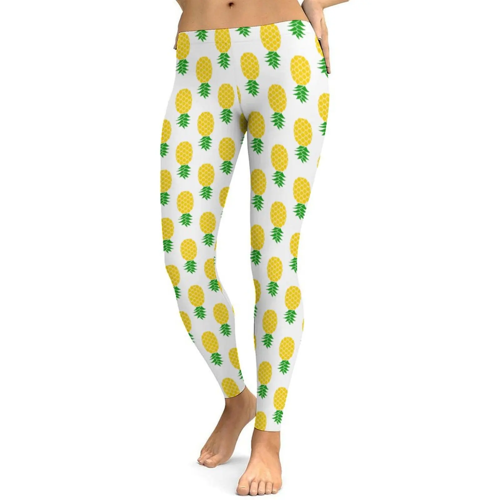Women's Yoga Pants Upside-down Pineapple Print Essential High Waisted Legging for Workout