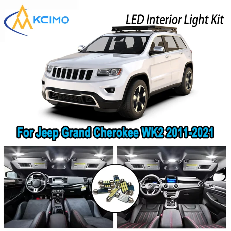 

High-Quality LED Interior Kit for Jeep Grand Cherokee WK2 2011-2021 2012 2013 Premium Error-Free Dome Map Trunk Automotive Lamps
