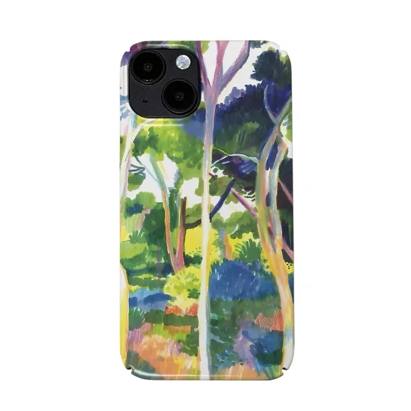 

Blue Purple Watercolor Oil Painting Tree Case for IPHONE 17 16 ProMax 15 14 Plus 13 12 MINI 11 PRO 16Plus XR Acrylic Phone Cover