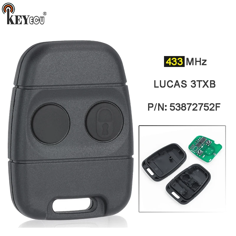 

KEYECU 433MHz 3TXB 53872752F Replacement 2 Buttons Remote Key Key Fob for Land Rover Defender Discovery Freelander MG for NIssan