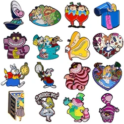 Cute Cheshire Cat Enamel Pins Rabbit Brooches for Women Badges on Backpack Lapel Pins Cartoon Jewelry Clothing Accessories Gift