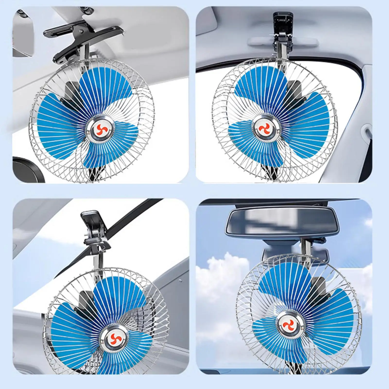 Car Cooling Fan 24V Auto Oscillation Vehicle Clamp Fan Universal Summer Electric Fan For Automotive Truck Sedan SUV RV view 5