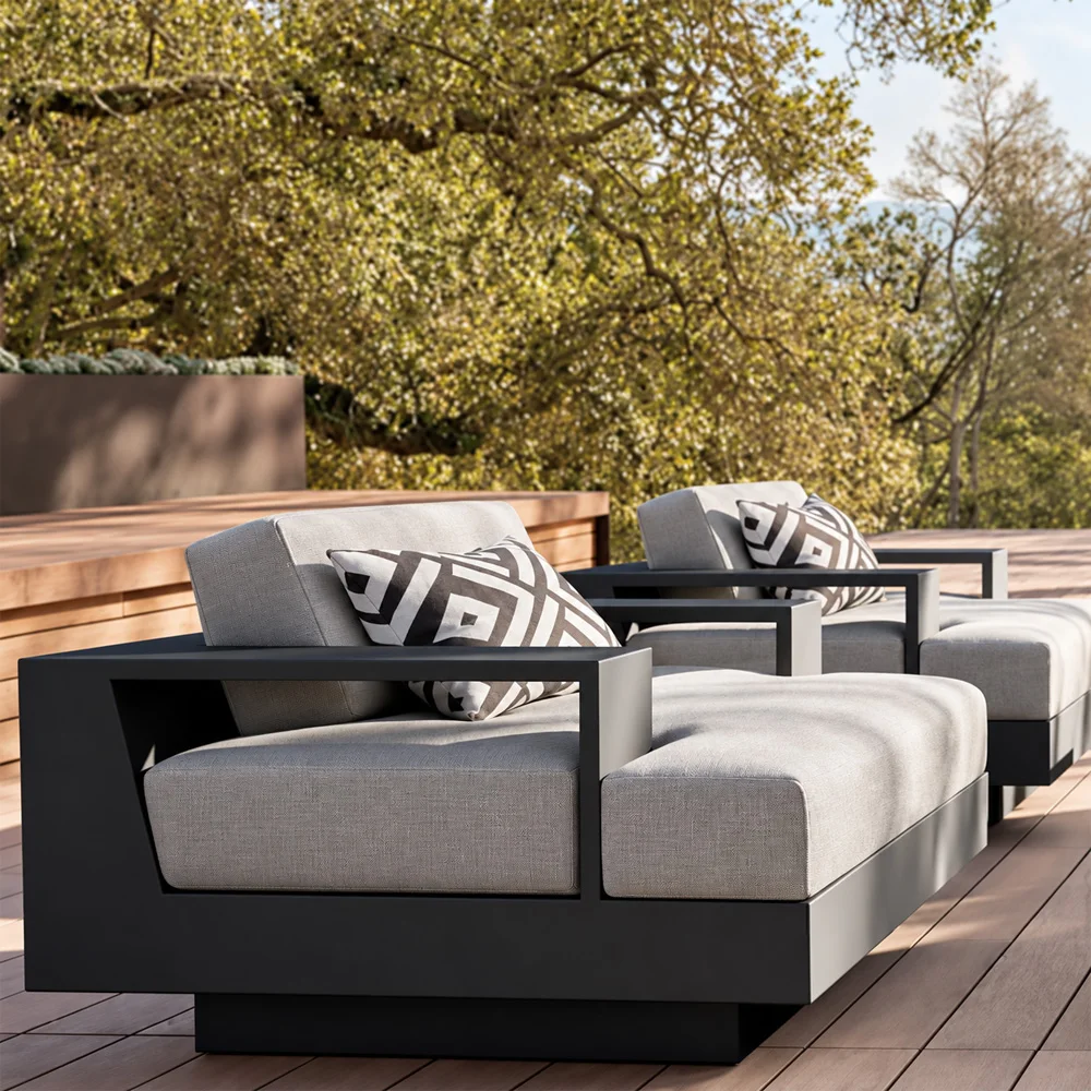 Aluminum Outdoor Sectional Sofa Set Modern L Shaped U Shape Patio Furniture with Cushions for Garden Villa Hotel Poolside