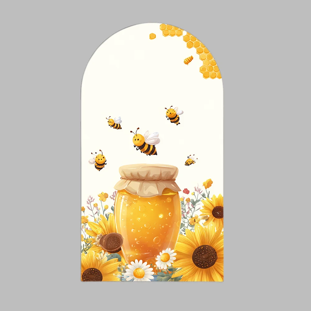 Ape Primo Compleanno Arco Sfondo Copertura Bambini Baby Shower Decorazione Forniture per feste Girasole Miele Ape Pannelli murali ad arco su 2 lati