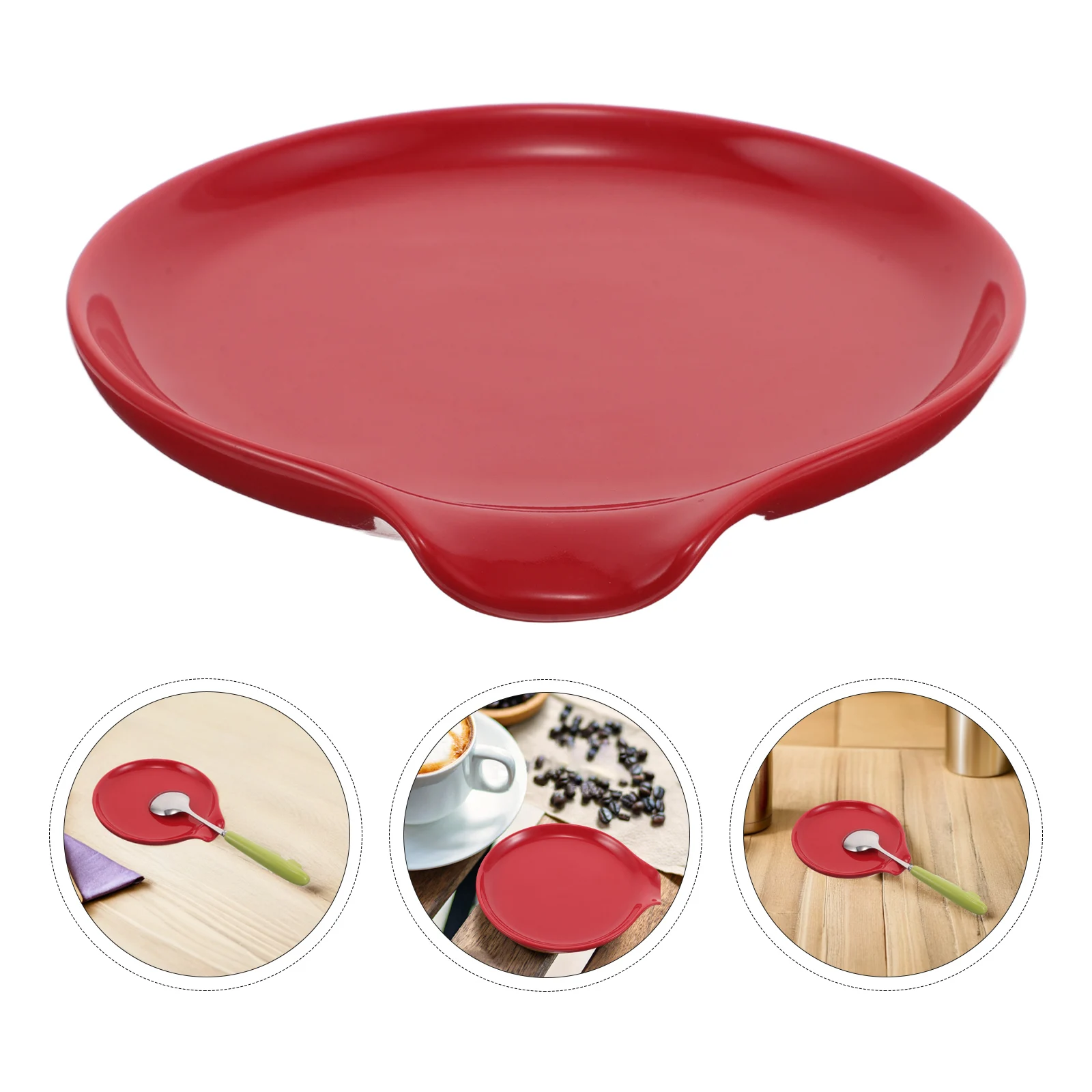 

Stylish Red Ceramic Coffee Spoon Holder Heat Resistant Kitchen Scoop Rest Compact Table Spoon Organizer for Coffee Lovers