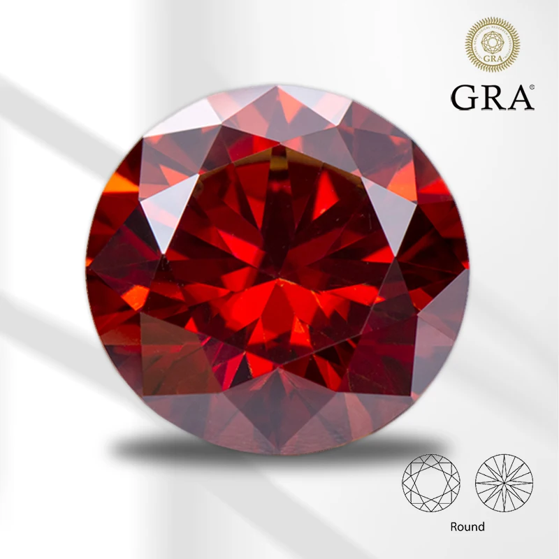 

Moissanite Stone Garnet Color Round Cut VVS1 with GRA Certificate for Gemstone Charms Beads Advanced Jewelry Making Materials