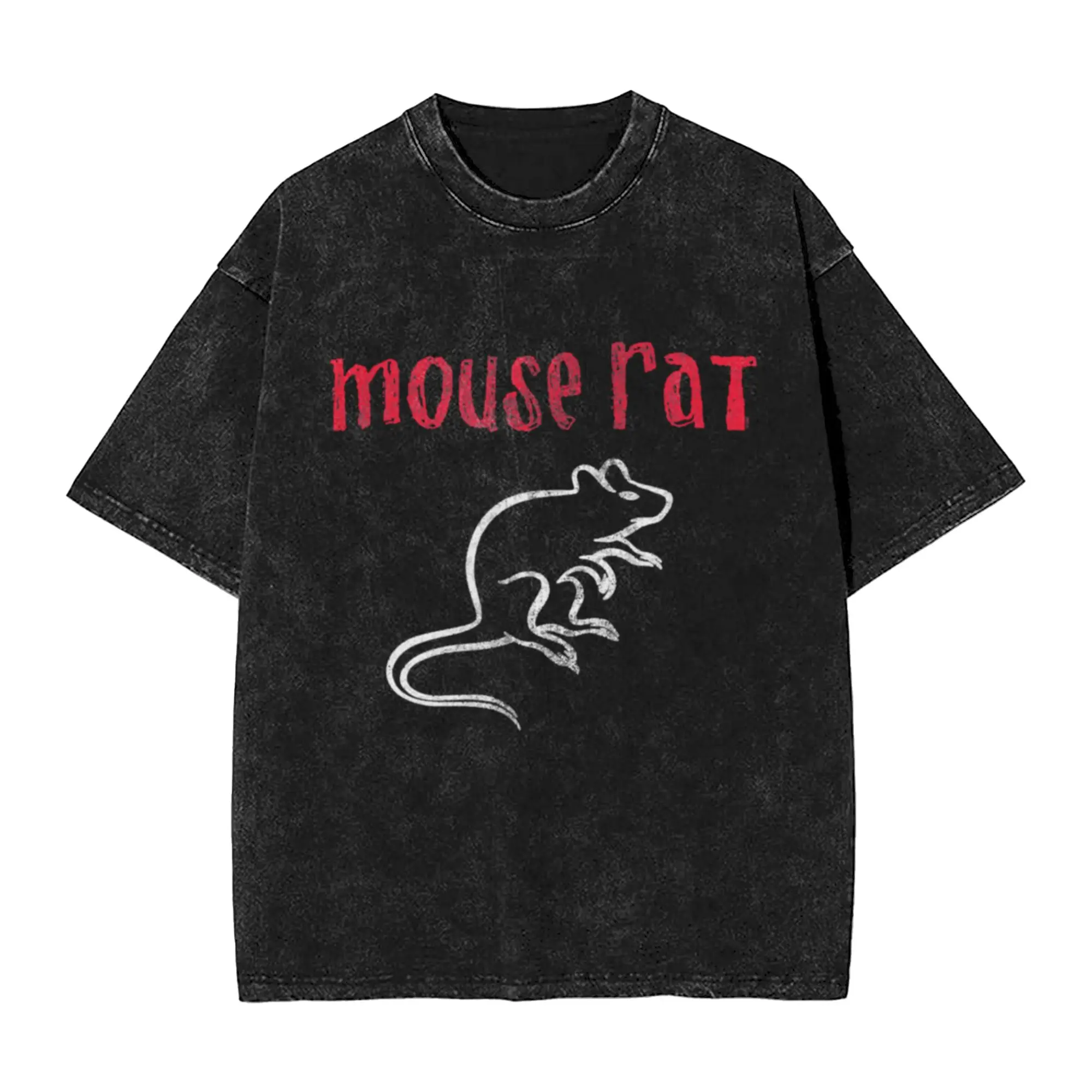 Parks   recreation mouse rat logo distressed  Unique Trendy A Washed T Shirt Men's Women's Oversized Cotton Tees Tops