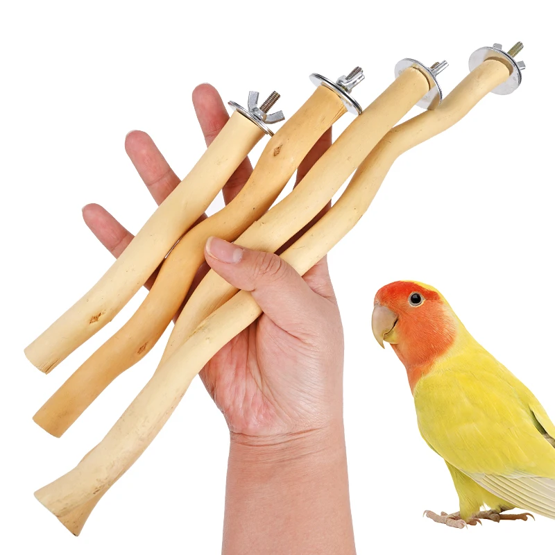 Parrot Stand Rod Toys Natural Wood Fork Branch Perch Bird Cage Hanging Swing Pet Bird Chewing Toy Playground Bird Supplies