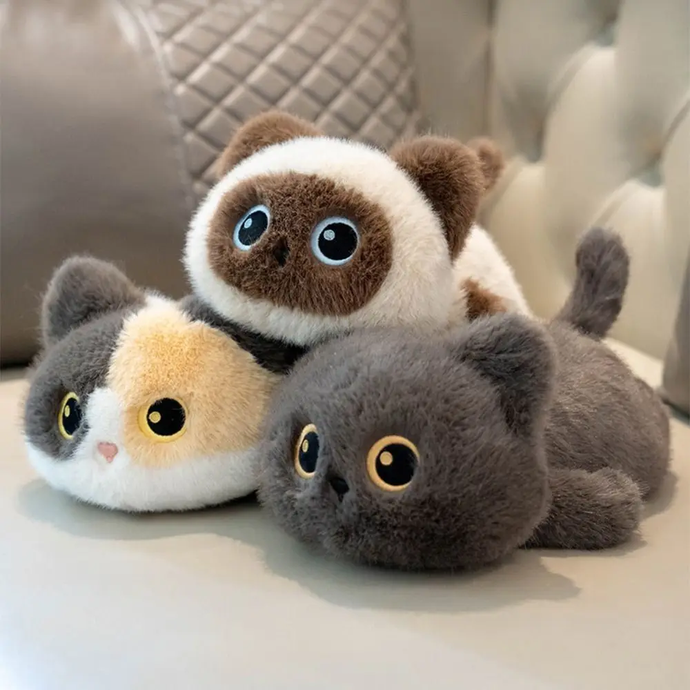 

Мягкая плюшевая игрушка-брелок в виде милого мультяшного кота с реалистичной текстурой, приятная на ощупь, очаровательный искусственный плюшевый брелок-кошка