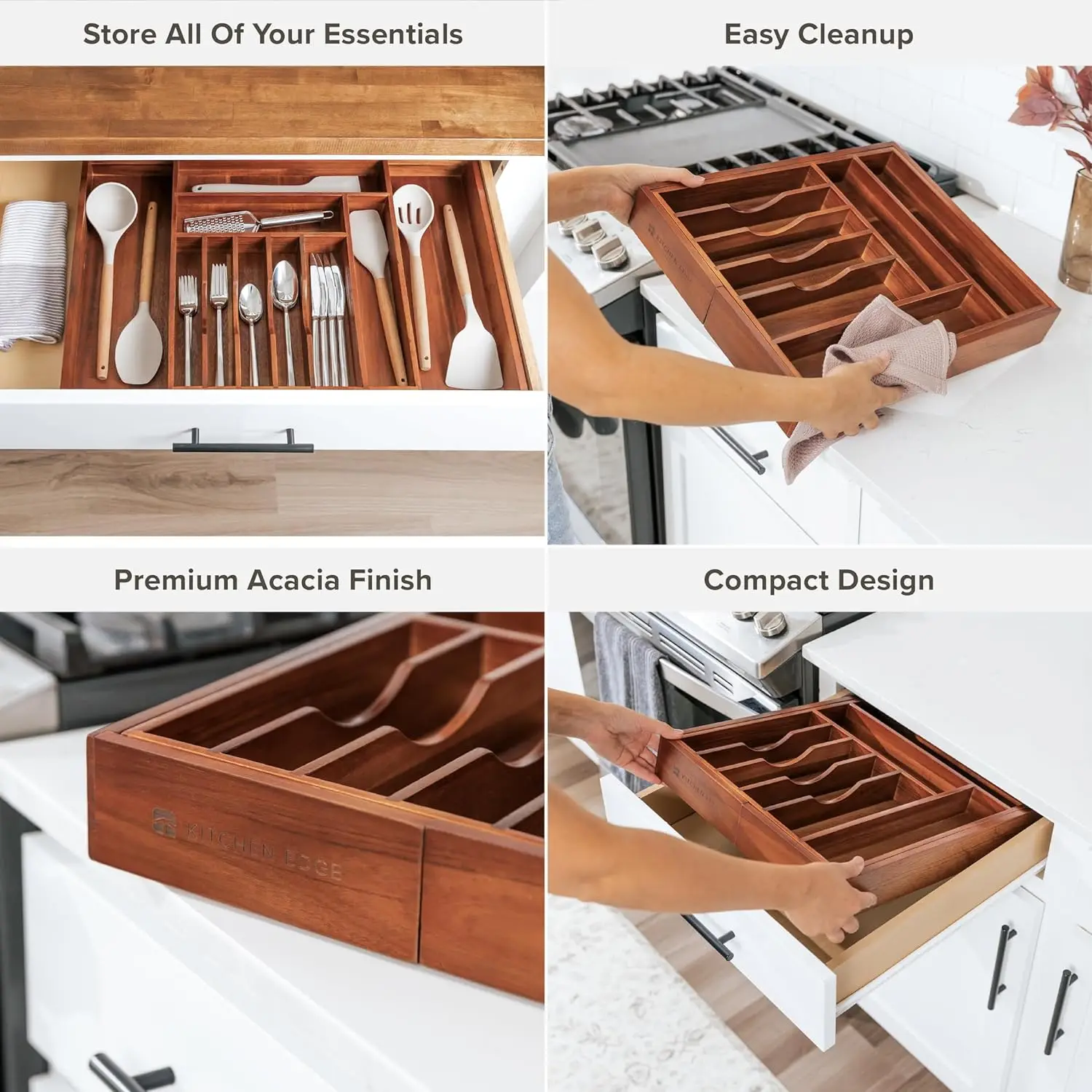 Premium Silverware, Flatware and Utensil Organizer for Kitchen Drawers, Expandable 15 to 25 Inches Wide, 10 Compartments