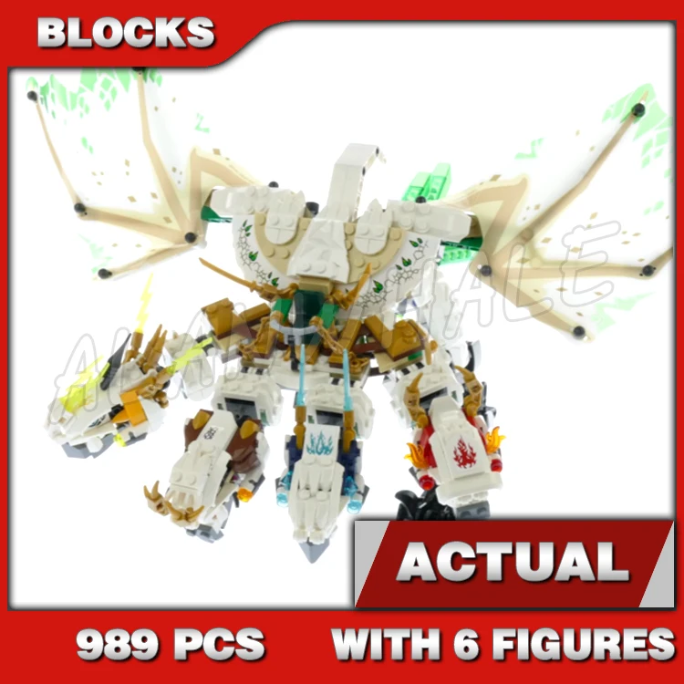 989pcs Shinobi Legacy The Ultra Dragon 4 Heads Unfolding Wings Serpentine Snakes 11164 Building Block Sets Compatible With Model