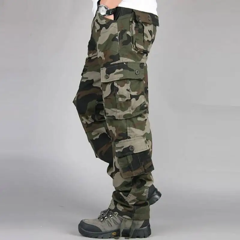

Camouflage Men Casual Camo Cargo Trousers Hip Hop Joggers Streetwear Pantalon Homme Multi Pocket Hiking Tactics Pants