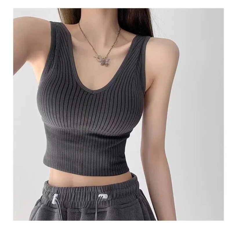 2024 Fashion Versatile Sports Bra Beautiful Back No Steel Ring Gathering Can Be Weared Externally Slim Slim Strap Tank Top