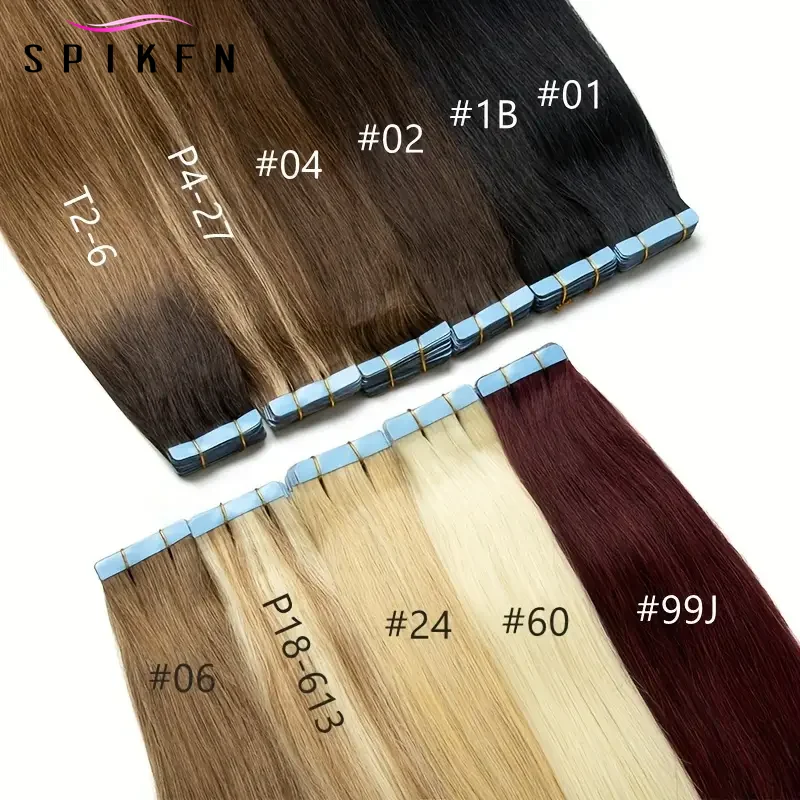 وصلات شعر بشري بشريط 99J باللون العنابي مفرود - شعر برازيلي غير معالج بنسبة 100%، طول حقيقي وسهل الاستخدام للنساء #4