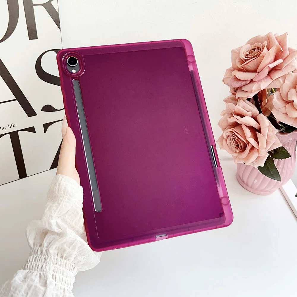 

Shockproof TPU Back Cover for Samsung Galaxy Tab S9 11" Transparent Protective Case with Pen Slot Anti-Scratch Soft Shell Case